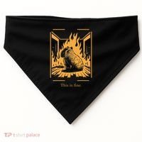 Capybara Amidst Flames This Is Fine Meme Art USA-Made Doggie Bandana thumb 0