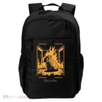 Capybara Amidst Flames This Is Fine Meme Art Backpack thumb 0