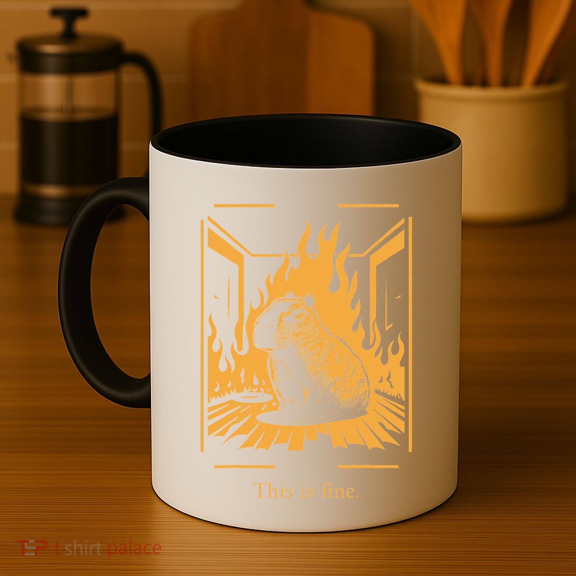 Capybara Amidst Flames This Is Fine Meme Art Coffee Mug