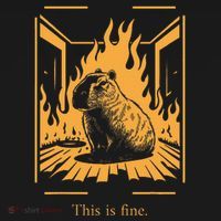 Capybara Amidst Flames This Is Fine Meme Art Pajama Set thumb 2