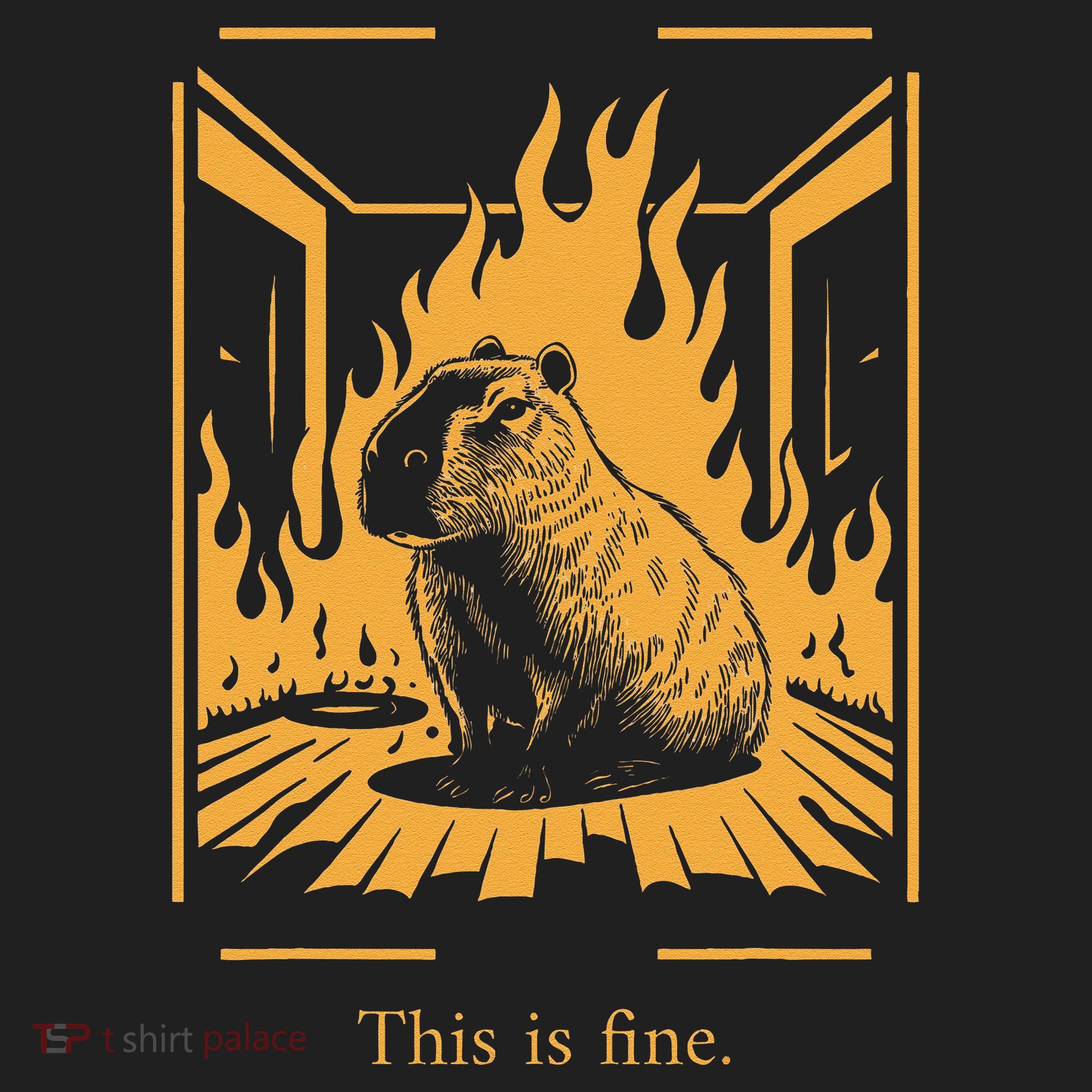 Capybara Amidst Flames This Is Fine Meme Art Tumbler