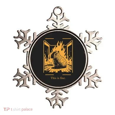 Capybara Amidst Flames This Is Fine Meme Art Ornament