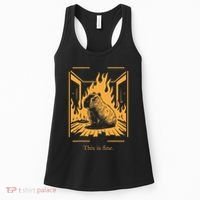 Capybara Amidst Flames This Is Fine Meme Art Women's Tank Top thumb 0
