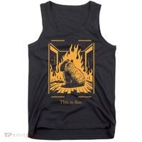Capybara Amidst Flames This Is Fine Meme Art Tank Top thumb 0