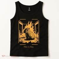 Capybara Amidst Flames This Is Fine Meme Art Tank Top thumb 2