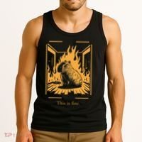Capybara Amidst Flames This Is Fine Meme Art Tank Top thumb 3
