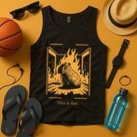 Capybara Amidst Flames This Is Fine Meme Art Tank Top thumb 4