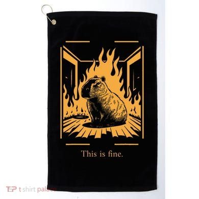 Capybara Amidst Flames This Is Fine Meme Art Golf Towel