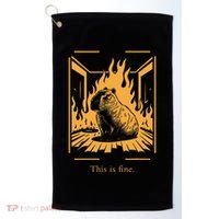 Capybara Amidst Flames This Is Fine Meme Art Golf Towel thumb 0