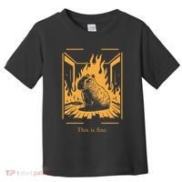 Capybara Amidst Flames This Is Fine Meme Art Toddler T-Shirt thumb 0