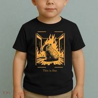Capybara Amidst Flames This Is Fine Meme Art Toddler T-Shirt thumb 2