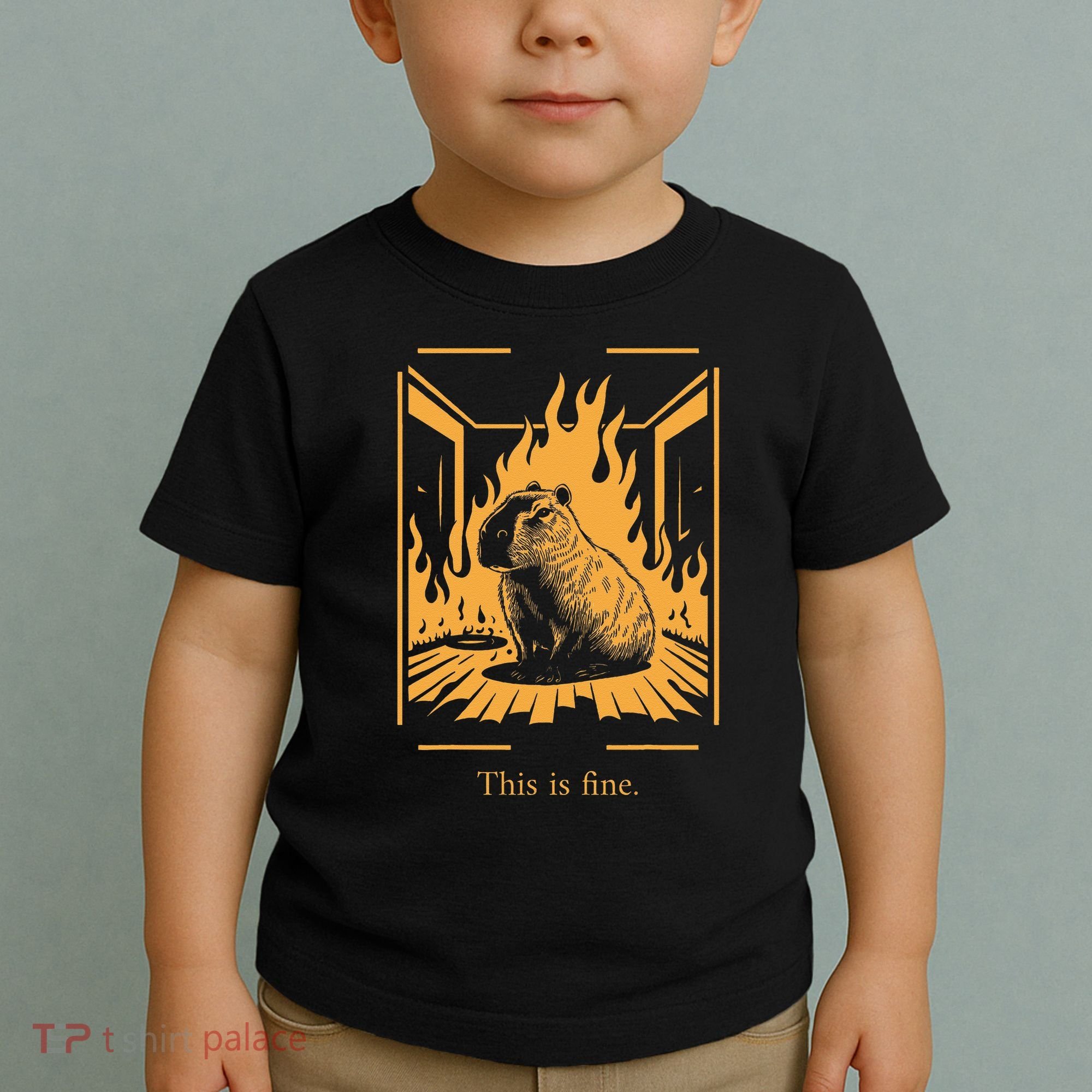 Capybara Amidst Flames This Is Fine Meme Art Toddler T-Shirt