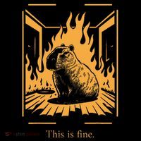 Capybara Amidst Flames This Is Fine Meme Art Toddler T-Shirt thumb 4