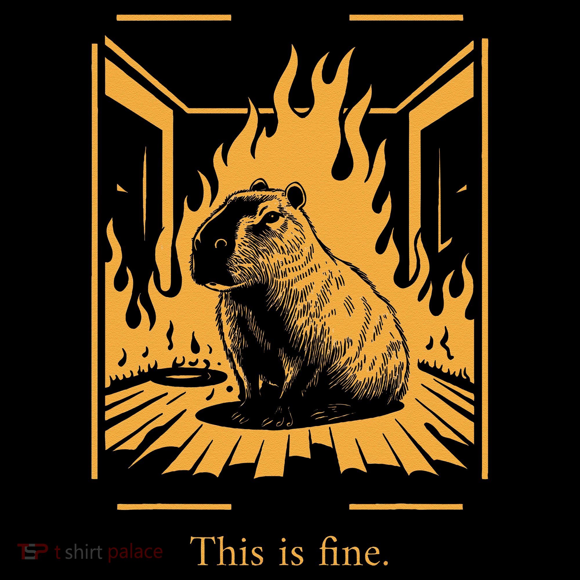 Capybara Amidst Flames This Is Fine Meme Art Visor