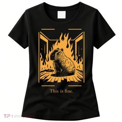 Capybara Amidst Flames This Is Fine Meme Art Women's T-Shirt
