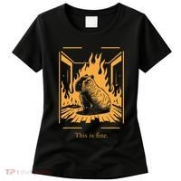 Capybara Amidst Flames This Is Fine Meme Art Women's T-Shirt thumb 0