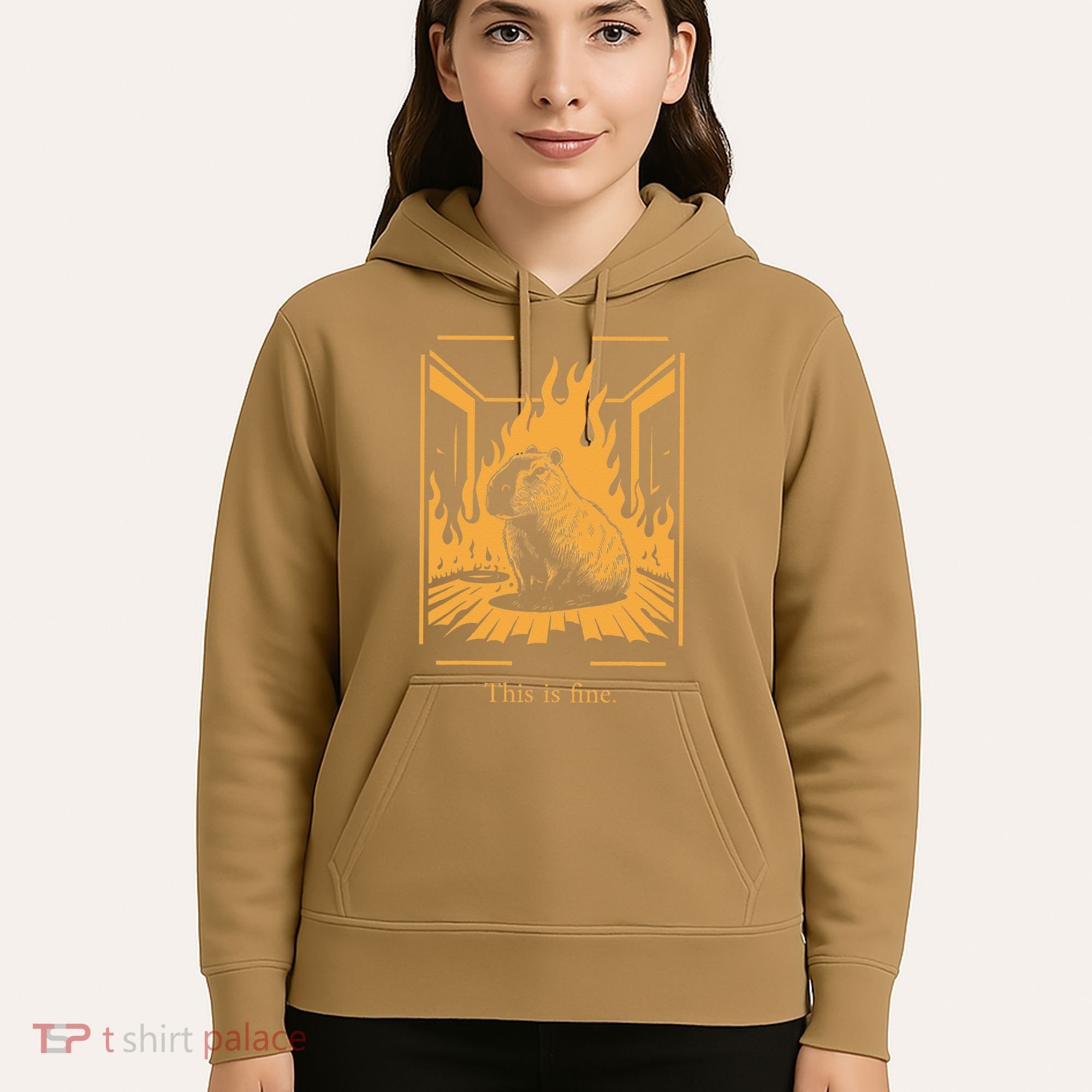 Capybara Amidst Flames This Is Fine Meme Art Hoodie