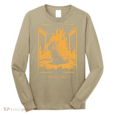 Capybara Amidst Flames This Is Fine Meme Art Long Sleeve Shirt