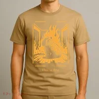 Capybara Amidst Flames This Is Fine Meme Art T-Shirt thumb 3