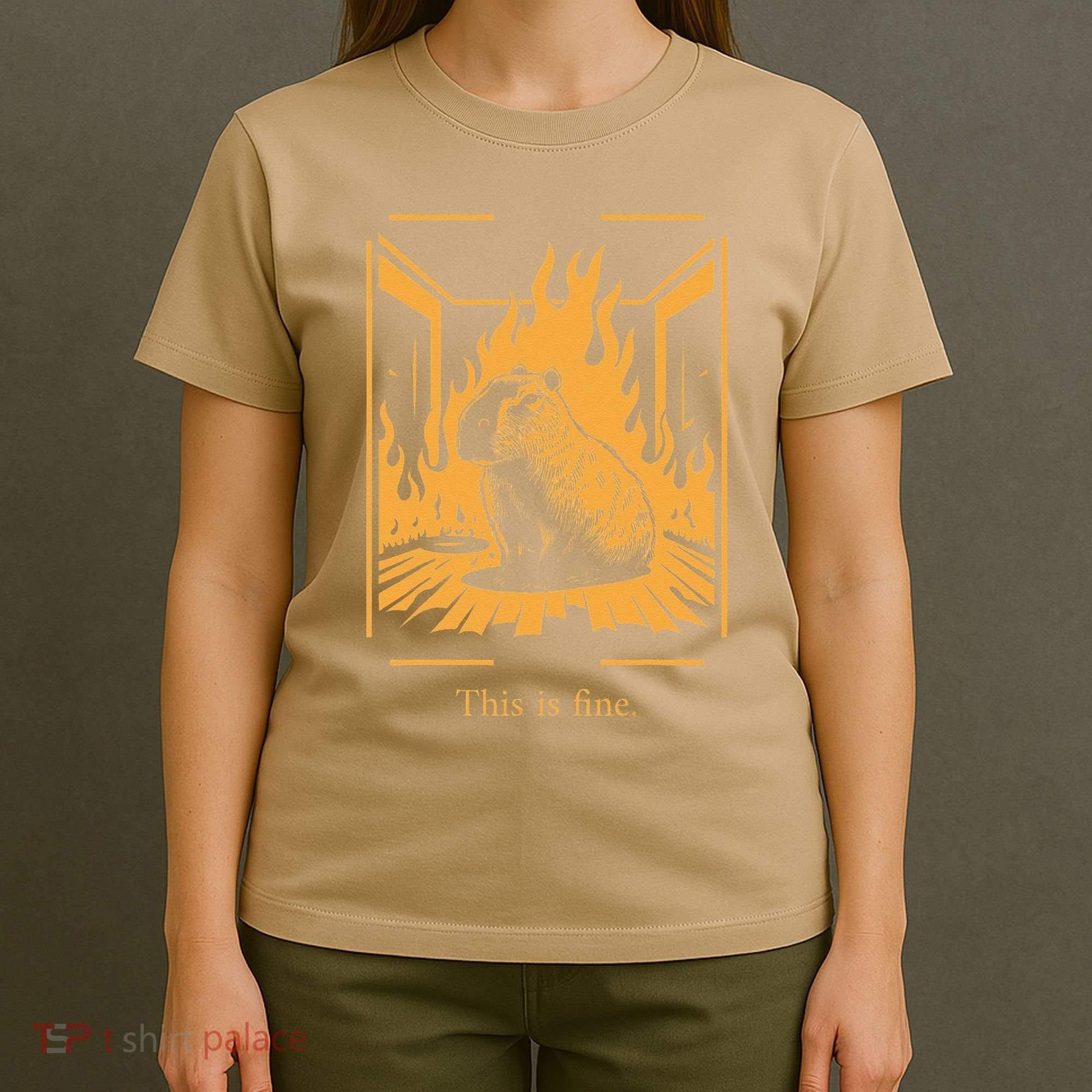 Capybara Amidst Flames This Is Fine Meme Art T-Shirt