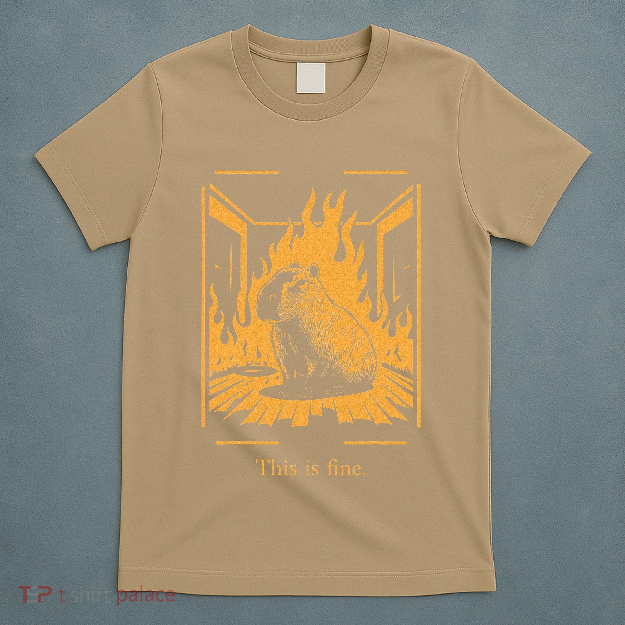 Capybara Amidst Flames This Is Fine Meme Art T-Shirt
