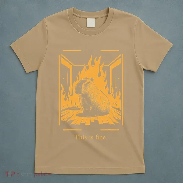 Capybara Amidst Flames This Is Fine Meme Art T-Shirt