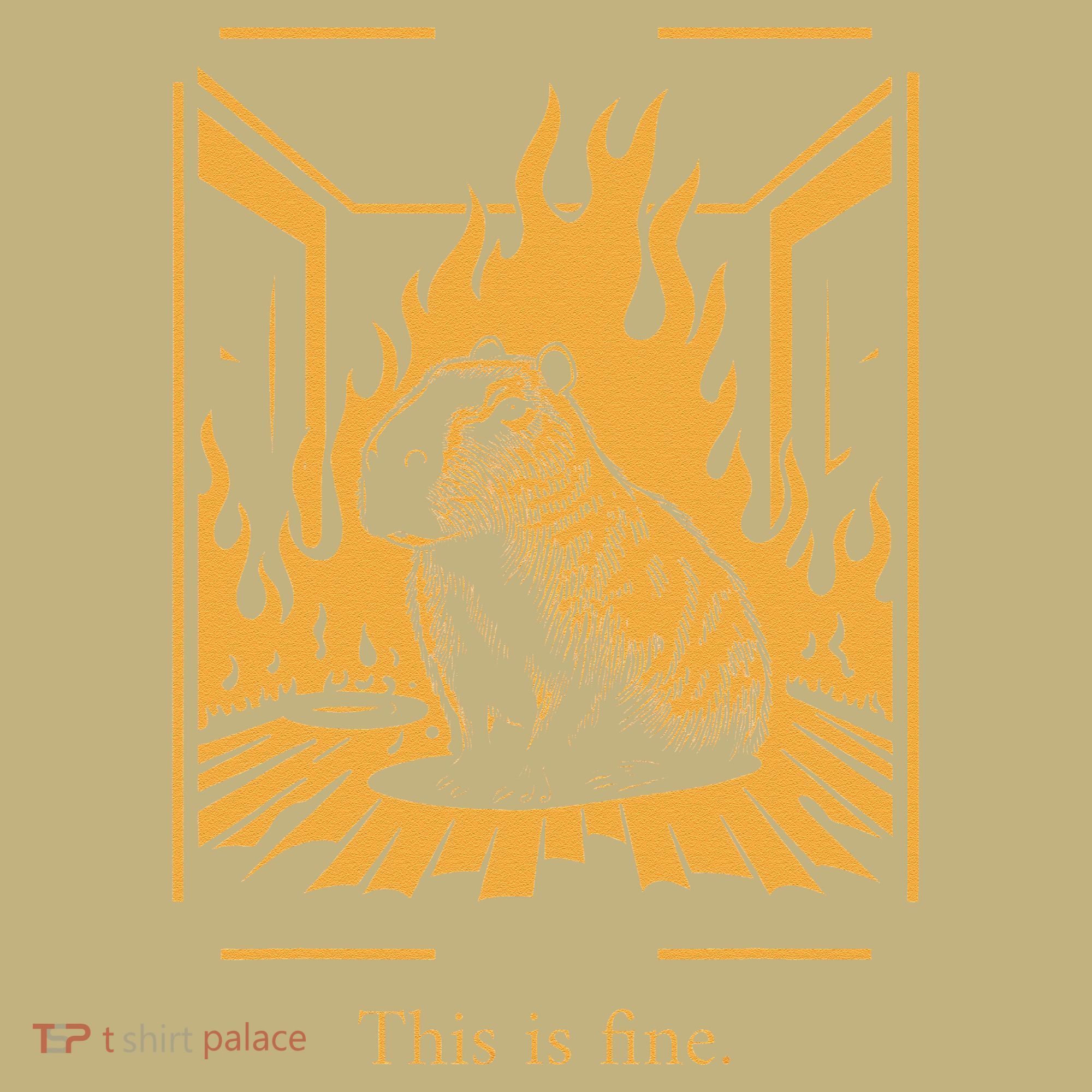 Capybara Amidst Flames This Is Fine Meme Art Button