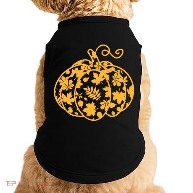 Cute Autumn Fall Leaves Pattern Pumpkin Doggie Tank