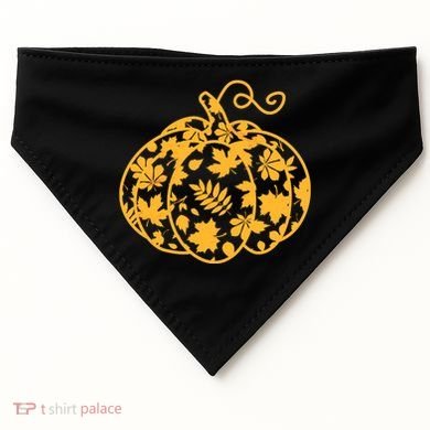 Cute Autumn Fall Leaves Pattern Pumpkin USA-Made Doggie Bandana