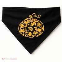 Cute Autumn Fall Leaves Pattern Pumpkin USA-Made Doggie Bandana thumb 0