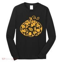 Cute Autumn Fall Leaves Pattern Pumpkin Long Sleeve Shirt thumb 0