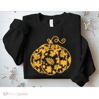 Cute Autumn Fall Leaves Pattern Pumpkin Sweatshirt thumb 2