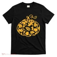 Cute Autumn Fall Leaves Pattern Pumpkin T-Shirt thumb 0