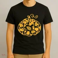 Cute Autumn Fall Leaves Pattern Pumpkin T-Shirt thumb 3