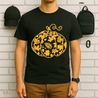 Cute Autumn Fall Leaves Pattern Pumpkin T-Shirt thumb 6