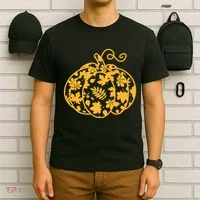 Cute Autumn Fall Leaves Pattern Pumpkin T-Shirt thumb 6