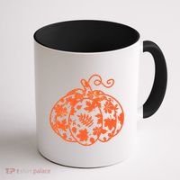 Cute Autumn Fall Leaves Pattern Pumpkin Coffee Mug thumb 1