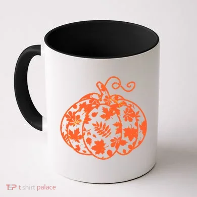 Cute Autumn Fall Leaves Pattern Pumpkin Coffee Mug