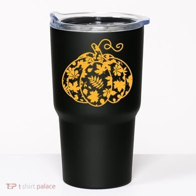 Cute Autumn Fall Leaves Pattern Pumpkin Tumbler