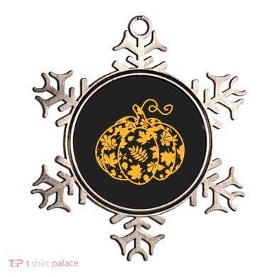 Cute Autumn Fall Leaves Pattern Pumpkin Ornament