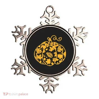 Cute Autumn Fall Leaves Pattern Pumpkin Ornament