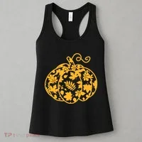 Cute Autumn Fall Leaves Pattern Pumpkin Women's Tank Top thumb 3