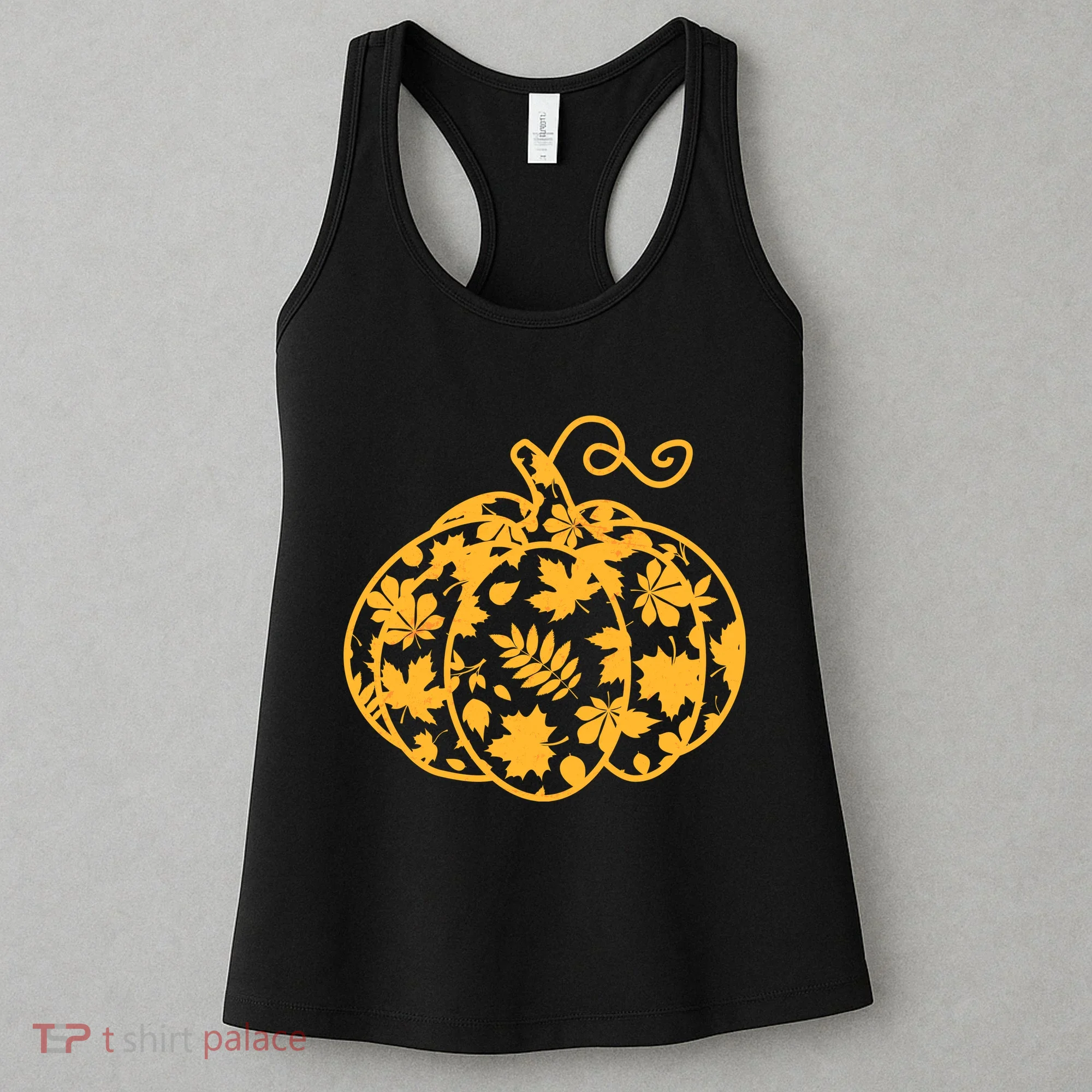 Cute Autumn Fall Leaves Pattern Pumpkin Women's Tank Top