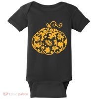 Cute Autumn Fall Leaves Pattern Pumpkin Baby Bodysuit thumb 0