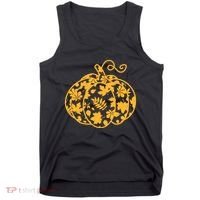 Cute Autumn Fall Leaves Pattern Pumpkin Tank Top thumb 0