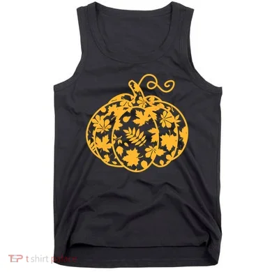 Cute Autumn Fall Leaves Pattern Pumpkin Tank Top