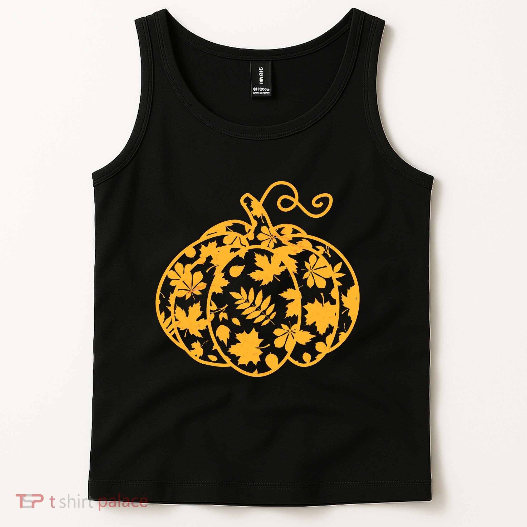 Cute Autumn Fall Leaves Pattern Pumpkin Tank Top