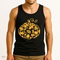 Cute Autumn Fall Leaves Pattern Pumpkin Tank Top thumb 3