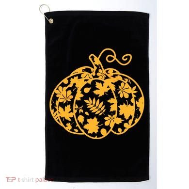 Cute Autumn Fall Leaves Pattern Pumpkin Golf Towel