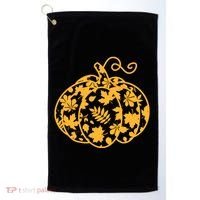 Cute Autumn Fall Leaves Pattern Pumpkin Golf Towel thumb 0